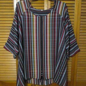 Cato Boho Flowy top vertical stripes attached tank lightweight like new size 26W
